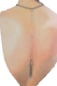 Mujeres Collar Cadena de Metal Plateado Étnico Borla Flecos Dije Gancho Colgante - Imagen 1 de 11