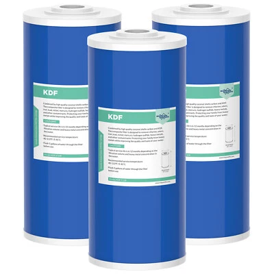 3 Pack 10"x4.5" KDF GAC Water Softener Filter Whole House Cartridge Replacement - Image 1 of 4