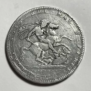 1820 George IV Silver Crown Coin .925 Sterling Silver VG Details Great Britain - Picture 1 of 6