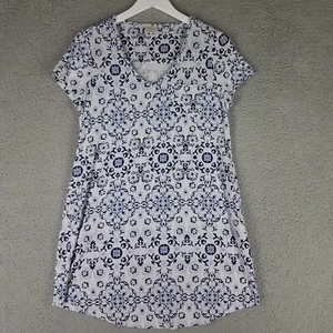 Soma Schlafkleid Damen kleines Nachthemd Comfort Lounge blau weiß Blumen Stretch - Bild 1 von 10