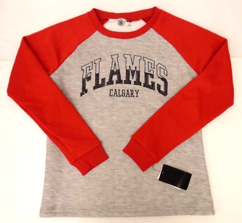 Calgary Flames Women's M GIII 4her Point Check Sweatshirt Gray Red 736 Cover