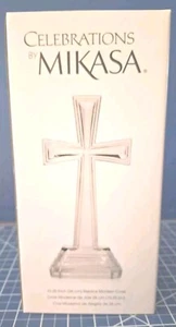 NIB Celebrations By Mikasa REJOICE Modern Cross 10.25 Inch Glass - Picture 1 of 5
