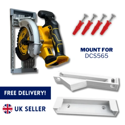Wall Mount for DeWalt DCS565 6.5" Circular Saw 2PCS White Bracket Holder Screw - Image 1 of 2
