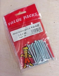 Pack of 20 Value Pack 3.0 x 50 Masonry Nails - Picture 1 of 2