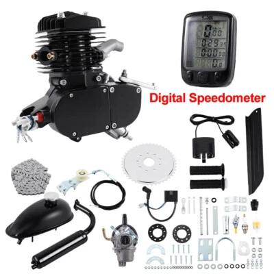 80CC 2-Stroke Motor Engine Kit W/ Digital Speedometer Motorized Bike Bicycle - Image 1 of 4