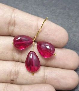 Perlas De Pera De Rubí Corindón 8x10-9x12 mm 3 Piezas Sueltas En Hilo 15.55 Cts - Imagen 1 de 8