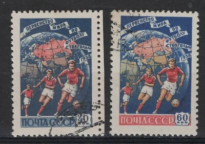 RUSSIA,USSR:1958 SC#2072-73 Used CTO 6th World Soccer Championships  Z350 - Image 1 of 2