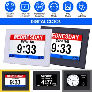 Digital Calendar Alarm Clock 7" Large Screen Picture Frame Photo/Video Player AU - Picture 1 of 14