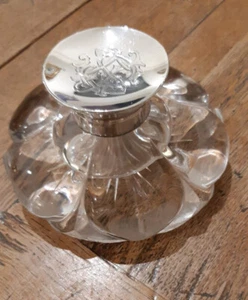 Solid Silver & Cut Glass Inkwell - Picture 1 of 5