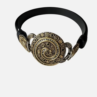 Chicos可调节黑色腰带带装饰金色和银色螺旋金属扣22-3 — 第 1/4 张图片