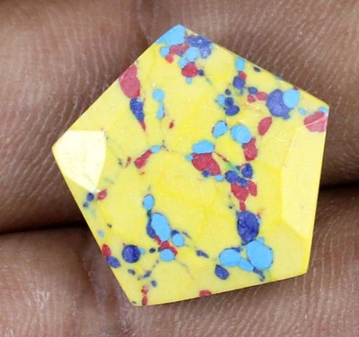 Pietra preziosa turchese multicolore naturale Arizona 17,10 carati certificat... - Immagine 1 di 4