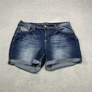 Bermuda Love Indigo Shorts Taglia 16 Elasticizzato Denim Taglio Pesante Marcato Bottoni - Foto 1 di 8