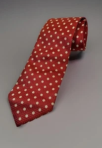 Saks Fifth Avenue Men Tie Italy Textured Rust Color W/ Daisy Flowers Geometric - Picture 1 of 5