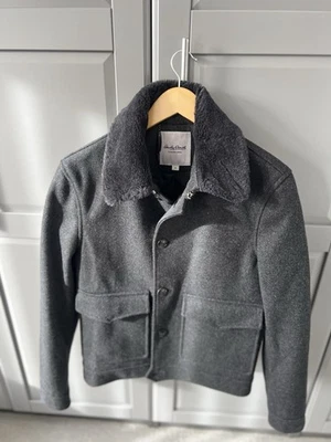 New Hardy Aimes men’s Grey wool jacket with fur collar - Size M - Image 1 of 4