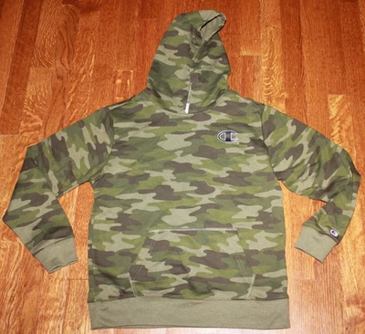 CHAMPION Boy’s Fleece Hoodie Sweatshirt Size L (14-16) Camo Print pocket - Image 1 of 4