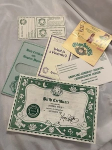 Vintage Cabbage Patch Kids Preemie Birth Certificate & Adoption Papers Lot Of 2 - Picture 1 of 17