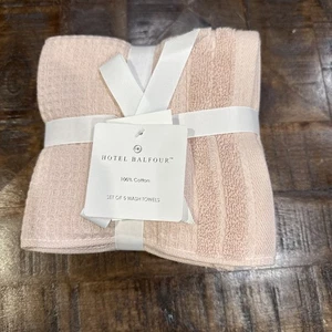 Paños Hotel Balfour 5 piezas 12x12 color arena rosa tejido gofre 100 % algodón nuevos con etiquetas - Imagen 1 de 7