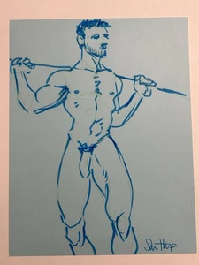 Nude Male Marker Drawing - Original Fine Art - Direct from + Signed by Artist - Bild 1 von 2