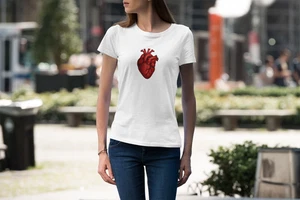Anatomisches Herz T-Shirt Realistisch Rot Herz Grafik Tee Künstlerisch Anatomie Design - Bild 1 von 6