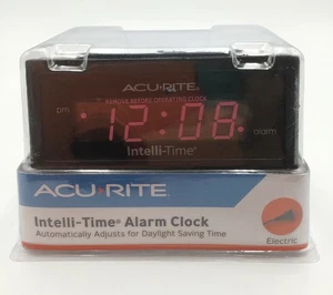 AcuRite Digital Alarm Clock Intelli-Time Electric Black Travel Bedside 13002A3 - Picture 1 of 6