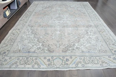 8x10 ft, OVERSIZED Vintage Turkish Oushak Rug, Orange Beige Handmade Wool Carpet - Image 1 of 4