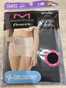 Maidenform Flexees 3XL Boyshort Black Shapes Cool Comfort Plus Shapewear - Picture 1 of 2
