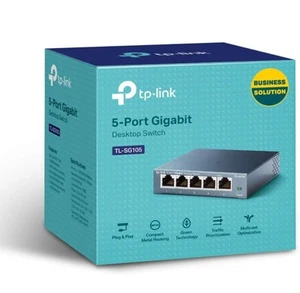 New! TP-Link TL-SG105, 5 Port Gigabit Unmanaged Ethernet Switch, Network Hub, - Picture 1 of 7