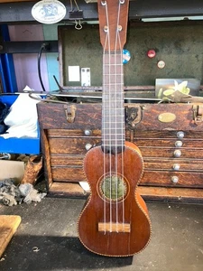 Oscar Schmidt Hawaiian Soprano Mahogany Rope Bound Uke Ca. 1920 With Hard Case - Picture 1 of 23