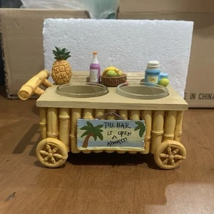 Yankee Candle 2012 Tiki Bar Cart Double Tea Light Candle Holder Tropical Beach - Picture 1 of 7
