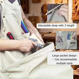 Carving Apron Ergonomic Design Front Pocket Collects Chips Effectively - Picture 1 of 8