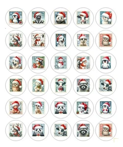 Christmas Animals Handmade Stickers Scrapbook  Planner Envelope Labels Favors - Picture 1 of 1