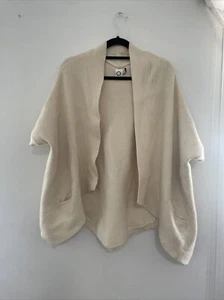 Cardigan Akemi + Kin drappeggiato aperto davanti manica corta panna beige taglia OS - Foto 1 di 6