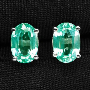 Seafoam Green Paraiba Tourmaline Oval 4.25 925 Sterling Silver Handmade Earrings - Picture 1 of 5