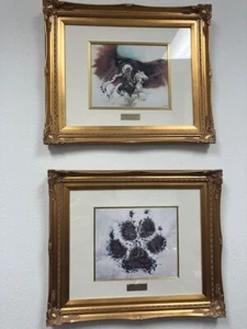Pair of Bev Doolittle Prints Walk Softly & Burning War Eagle Matted & Framed - Picture 1 of 10