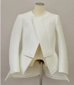COMME des GARCONS Collarless Jacket/Coat XS size GF-J007 AD2020 White Women's - Picture 1 of 8