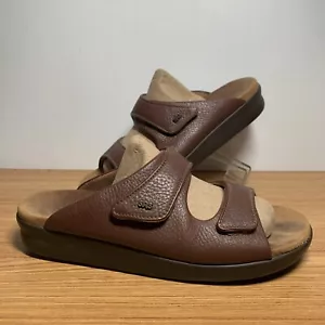 SAS Brown Cozy Leather Slide Sandals w/ Straps Women's 10N Padded Flats - Picture 1 of 9