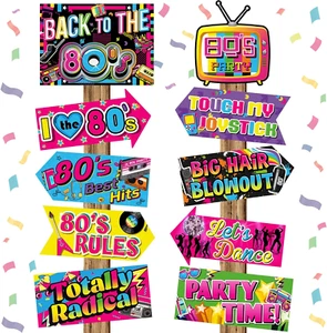 Chinco 20 Stück 80er Party Schild Back to 80s Motiv Photo Booth Requisiten Retro Party - Bild 1 von 12