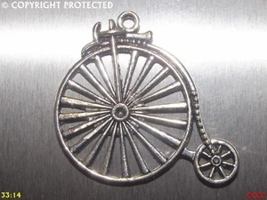 NEW steampunk goth silver penny farthing bicycle fridge magnet - Picture 1 of 2