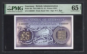 Guernsey 5 Pounds ND(1969-75) P46c Uncirculated Grade 65 - Picture 1 of 2