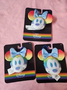 NEW Minnie Disney Rainbow Collection Keychain Clip On Pride Plush Toy lot of 3 - Picture 1 of 1