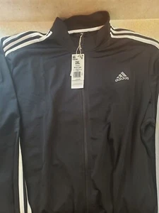 Adidas Track Jacket Zip Up Black with White Stripe Mens 2XL NWT New with Tags - Picture 1 of 9