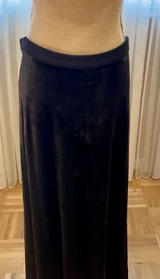 SONIA RYKIEL FABOULOUS VELVET BLACK LONG SKIRT, MADE IN FRANCE, SIZE L measureme - Image 1 of 4