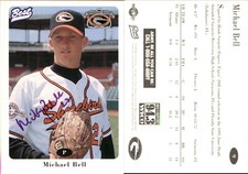 Michael Bell Signed 1996 Best Delmarva Shorebirds #9 Card Auto AU