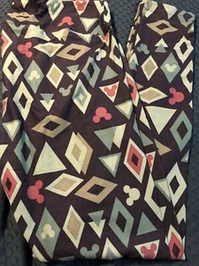 Lularoe TC Disney Leggings Mickey Mouse Aztec Tribal Unique Green Diamonds #3067 - Picture 1 of 3