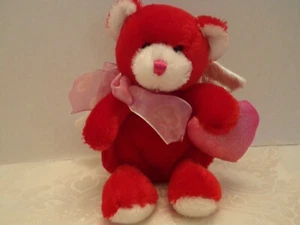 7' DAN DEE VALENTINE ANGEL TEDDY BEAR PINK BOW & HOLDING PINK SPARKLE PILLOW - Picture 1 of 5
