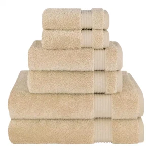 Premium Quality 100% Cotton 6-Piece Bath Towel Set, Sand Taupe - Picture 1 of 12