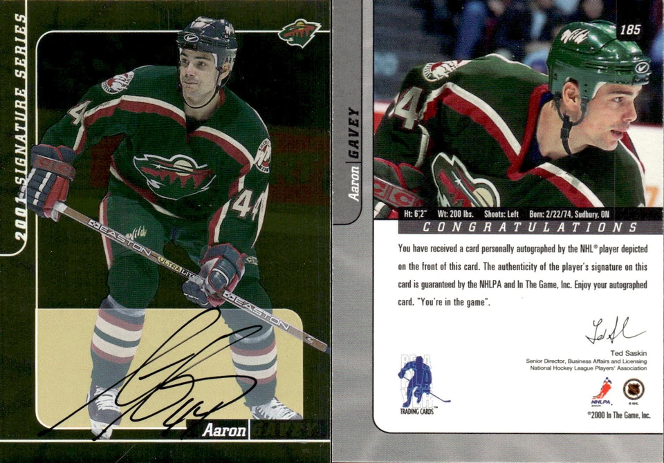 2000-01 BAP Signature Series Autographs Gold #185 Aaron Gavey - NM-MT - Image 1 of 1