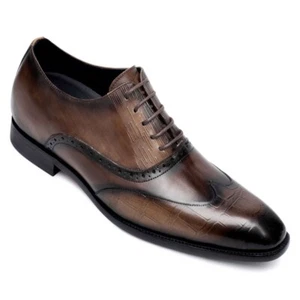 US10 CHAMARIPA Elevator Shoes For Men brown Oxford Shoes height increase 7cm/2.7 - Picture 1 of 6