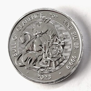 2023 Tudor Beasts BULL OF CLARENCE 2 oz. Silver, Vinyl Flp, Free Ship - Picture 1 of 2