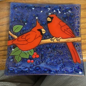 Vassoio piatto bolla cardinale quadrato blu decorativo poco meno di 5" - Foto 1 di 3